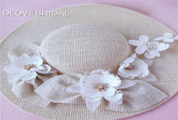 Nuevo diseño Sombrero de novia de marfil Delicado lino floral Jardín Accesorio para el cabello de boda Novia Madre Ocasión especial Fiesta Po Hat 2887994