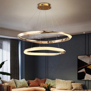 Nieuw design LED Woonkamer Kroonluchter Luxe Acryl Hanglamp Moderne Gold Slaapkamer Home Decor Suspensie Verlichting