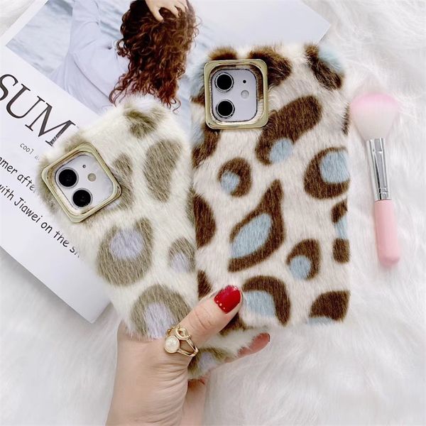 Nuevo diseño de fundas de teléfono celular de felpa con estampado de leopardo para iphone 12 11 Pro Max XS MAX XR X 6S 7 8 plus Samsung