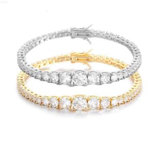 Bracelet de luxe plaqué or et argent 18 carats, chaîne de Tennis dégradée, Hip Hop, en cuivre et Zircon, bijoux à la mode pour hommes et femmes, nouveau Design