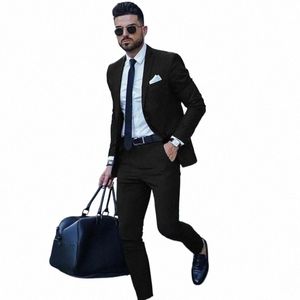 Nouveau design de luxe noir hommes costume pantalon ensembles 2024 Slim Fit costumes de fête de mariage sur mesure deux pièces costume masculin Blazer + pantalon B2u9 #