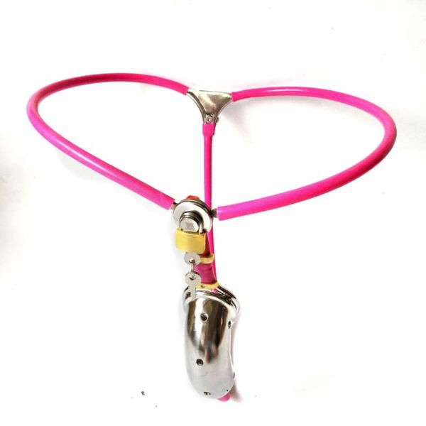 Conception mâle T Style réglable en acier inoxydable rose ceinture de chasteté dispositif W ventiler Cage à pénis anneau de pénis adulte Bondage Bdsm Sex Toy