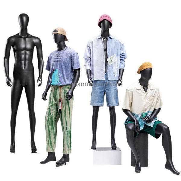 Nouveau Design Hommes Mannequins Noir Mat Couleur Mode Corps Complet Stand Abstrait Homme Mannequin Célèbre FRP Affichage Vêtements Modèles Factices À Vendre