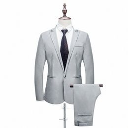 Nouveau design Costumes pour hommes Slim Butt Costume Pure Color Dr Host Show Veste Manteau Pantalon Formel Blazer Costume Plus Taille Homme 2021 O6eW #