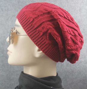 Nieuwe ontwerp mannen vrouwen casual baggy beanie hoed winter warm Gehaakte Slouchy cap twist knoop tulband headwrap ski mutsen caps