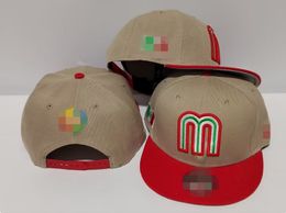 Ny design Mexiko justerbara kepsar Letter M Hip Hop Hattar Baseballkepsar Vuxen Flat Peak För män Kvinnor fri storlek H2-7.6