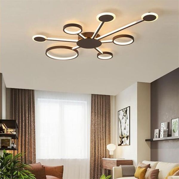Nouveau Design plafond moderne à LEDs lumières pour salon chambre salle d'étude maison couleur café finition plafonnier MYY258g