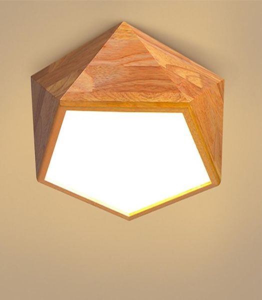 Nouveau Design plafond moderne à LEDs lumières avec cadre en bois carré lampara De Techo lampes De Style japonais pour chambre LLFA1091887