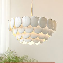 Nouveau design moderne blanc céramique lustre éclairage décor à la maison en verre suspension pour salle à manger chambre luminaires LED