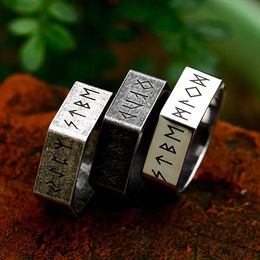 Nuevo diseño Nordic Viking Runes Ring para hombres Mujeres 14k Gold Punk Punk Hexagon Hexagon Rings Fashion Creative Jewelry Giftst