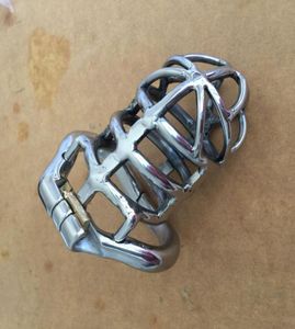 Nieuw ontwerp Open Mond Snap Ring 8,3 cm kooi stalen apparaat voor mannen met flexibele gebogen ring Spike Ring Cock Cage DSM Sex Toys3849594