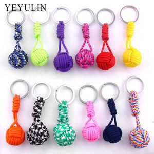 Nouveau Design Paracord Keychain Longe Poing Noeud Haute Résistance Parachute Cordon Auto-défense Urgence Survie Outil Porte-clés J0306