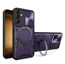 Nieuw ontwerp telefoonhoesjes voor Samsung Galaxy A54 A34 A24 A14 A04 A-serie met 360 graden rotatie Ringhouder Kickstand Slide Lensbescherming Shockproof Phone Cover