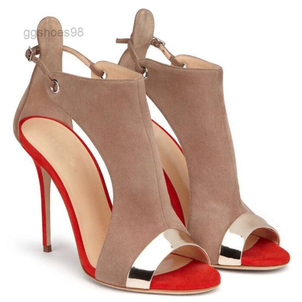 Nouveau design plus taille talons femmes mode peep toe en cuir en cuir mince gladiateur sandales découpées patchwork mince talons hauts sandales robes formelles chaussures
