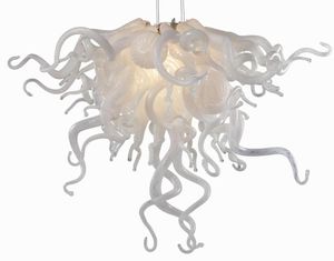 Lampes design Pur Blanc Décor De Mariage Petits Lustres En Cristal LED Source De Lumière Soufflé À La Main En Verre De Murano Lustre Pendentif