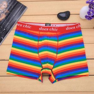 Nuevo diseño, Boxers de ropa interior del Orgullo Gay a rayas de arcoíris, boxers suaves lgbt 100% algodón para hombres, 4 tallas M-2XL299o