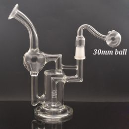 Nieuw ontwerp Recycler Glass Bong Olie Burne Rpipe Rpipe Dubbele vat Percolator Glasolie Olielig