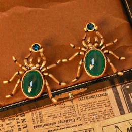 New Design Retro Retro Emerald Spider Oredings 925 Silver Vintage Femmes Bijoux d'oreille Ph-91012