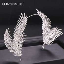 Nuevo diseño de plumas tiara diadema cabeza joyería boda novia tiaras corona boda pelo adornos tocados Y200424