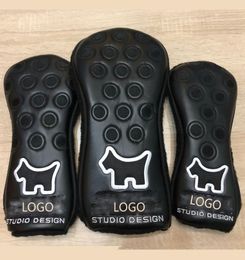 Nieuw ontwerp SC Driver Wood Covers 3 %/Set Black/White High Quality PU Golf Club Head Covers met gratis verzending1843647