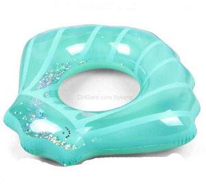 Nouveau design coquille anneau de bain paillette piscine siège anneaux pour femmes fille garçon enfants vente chaude eau jouets flottant air matelas chaises longues