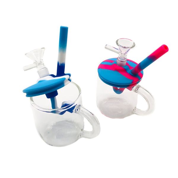 Nouveau Design tasse en silicone Pipe à eau avec bol en verre de 14mm Rig Dab Rigs Petit Bubbler Beaker shisha tabac mini bongs