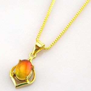 Nuevo diseño, colgante de plata, collar de ammolita de fuego, piedra Natural con cadena de oro amarillo para mujer