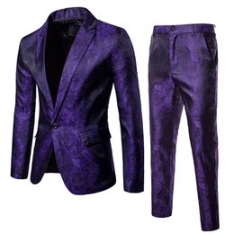 Nuevo diseño, trajes de hombre de estilo Slim Fit, traje de hombre informal y de negocios, morado, granate y negro, 3 colores TZ02 1616289b