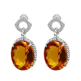 Nieuw ontwerp Solid 925 Silver Stud -oorbellen met Citrine Woman Drop Earring Thanksgiving Christmas Moederdaggeschenken