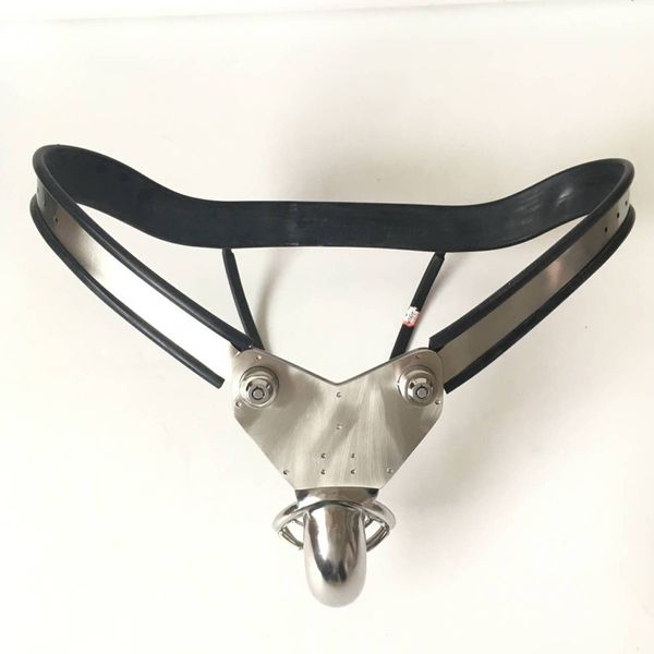 Cinturón de castidad masculina de acero inoxidable, jaula para pene con ranura para escroto grande, Juguetes sexuales BDSM para hombres, dispositivo de bloqueo