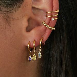 Nouveau Design en acier inoxydable minuscule goutte d'eau cerceau boucle d'oreille pour les femmes cristal zircone Cartilage boucles d'oreilles mode Piercing bijoux