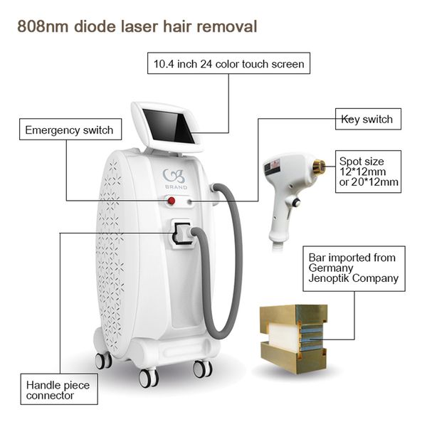 Machine d'épilation au laser à diode stationnaire, nouveau design, 808nm, pour tous les types de peau