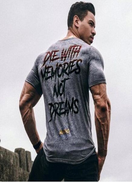 Nouveau design lettre d'été imprimement fitness crossfit tshirt élastique hommes gymnases décontractées à manches courtes t-shirts bodybuilding tees tops6926622