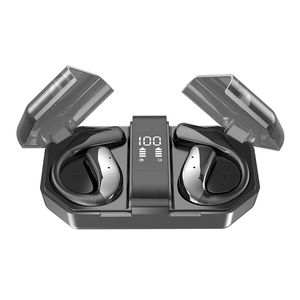 Nouveau design SW-07 Earhook Elecphones Bluetooth 5.4 Hifi stéréo Sound Touch Control Sports Headset Affichage numérique imperméable Écouteurs sans fil sans fil