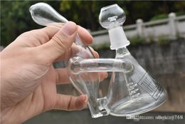 Nieuw Ontwerp Dikke Glas Recycler Bong Olie Rig Waterleidingen Hoofddienst Glas Pijp 14 MM Mannelijke Downstam Dikke Bodem Driehoek Hookahs Beker Bangs