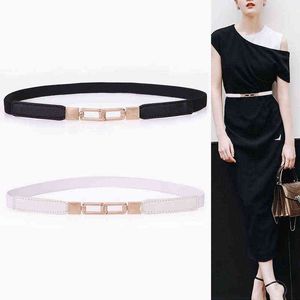 Nouveau Design Ceintures Minces Stretch Cummerbunds Pour Robe Chaîne En Or Boucle Ceinture Rouge Taille Élastique Joints Fille Jupe Accessoires G220301