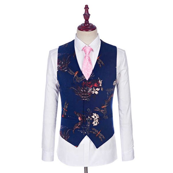 Gilet et pantalon en velours pour homme, nouveau design, imprimé floral, pour garçons d'honneur de mariage, X0909
