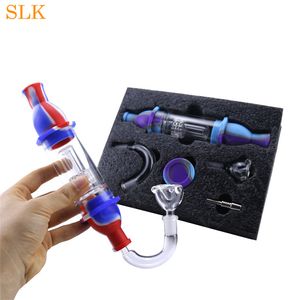 nouveau design pipe à eau 5 en 1 tuyaux de fumer en silicone set bangs en silicone shisha verre bong dabs rig filtre en verre épais barboteur narguilé