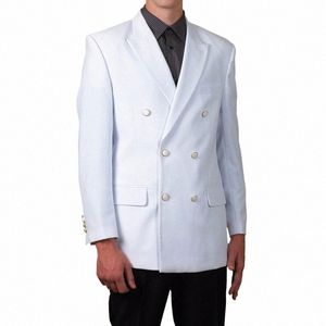 Nouveau design blanc avec pantalon noir hommes costume double boutonnage veste 2 pièces smoking marié blazer bal costumes pour hommes Terno Masculino F1Nd #