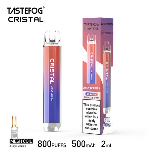 Nuevo diseño al por mayor 800 bocanadas desechables vape tastefog Crystal 800 bocanadas cigarrillos electrónicos Certificación de TPD