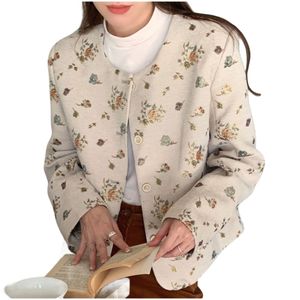 Nouveau design pour femmes d'automne en or d'automne cousue broderie à manches longues à manches longues en tweed veste