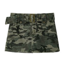 Nouveau design camouflage femme taille haute avec ceinture mini jupe courte avec short de sécurité à l'intérieur SMLXLXXL