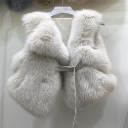 Ceintures en cuir PU patché en fausse fourrure de renard pour femmes, nouveau design de luxe, gilet court sans manches, taille fine, casacos221M