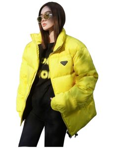 Manteau parka chaud rembourré en coton pour femme, nouveau design, col montant, couleur jaune fluo, SML