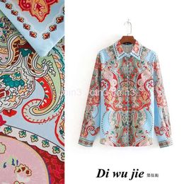 Nieuw ontwerp dames mode retro barokke print bloemen down collar collar lange mouw blouse shirts sml