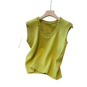 Nouveau design Chaîne à col o-cou patchwork tricot de couleur verte gilet chars camis sml