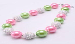 Nouveau designable fille enfant grosses perles collier rose vert couleur ChiBubblegum grosses perles collier bijoux pour fille Kidsldren5371108