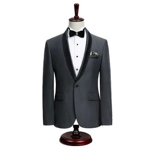 Nieuwe Designe One Button Grey Groom Tuxedos Excellent GroomsMen Men Formal Suits Business Prom Pas Personaliseer (Jas + Pants)