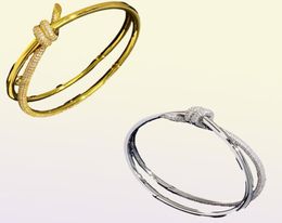 Nuevo bangle Knot Rope Diamante completo Collar Collar de damas Luxurious Knot Knot para mujeres Pulsero para mujeres Parring de diseñador B0231425556