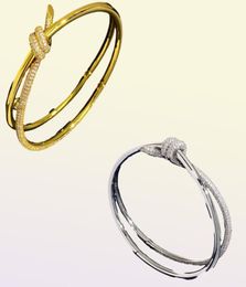 Новый дизайн, браслет с узлом, полный бриллиантов, кулон, женское ожерелье, роскошный завязанный бриллиантовый узел, женская цепочка, браслет, серьги, дизайнерские ювелирные изделия B026260722